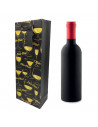 Tradineur - Pack de 8 bolsas de papel decoradas para botella de vino, asas de cuerda, guardar, regalar, envolver champán, Navida
