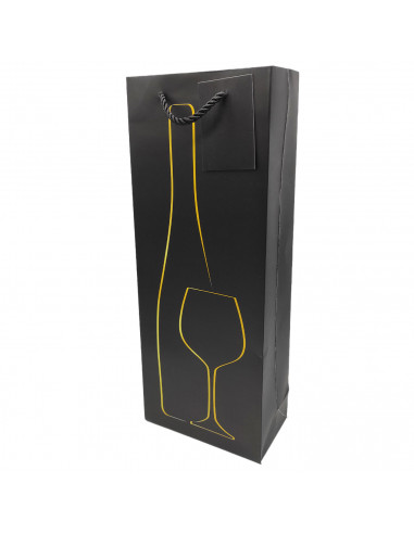 Tradineur - Pack de 6 bolsas de papel decoradas para botella de vino, asas de cuerda, guardar, regalar, envolver champán, Navida