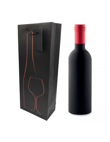 Tradineur - Pack de 6 bolsas de papel decoradas para botella de vino, asas de cuerda, guardar, regalar, envolver champán, Navida