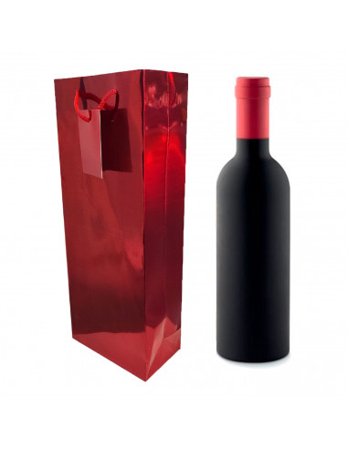 Tradineur - Pack de 6 bolsas de papel metalizadas para botella de vino, asas de cuerda, guardar, regalar, envolver champán, Navi