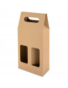 Tradineur - Pack de 5 cajas de cartón con ventanas, aptas para 2 botellas de vino, incluyen asa, guardar, regalar, envolver cham