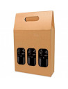 Tradineur - Pack de 5 cajas de cartón con ventanas, aptas para 3 botellas de vino, incluyen asa, guardar, regalar, envolver cham