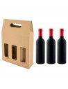 Tradineur - Pack de 5 cajas de cartón con ventanas, aptas para 3 botellas de vino, incluyen asa, guardar, regalar, envolver cham