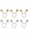 Tradineur - Pack de 6 diademas con estrellas y frase Happy New Year, accesorios, fiestas, año nuevo, disfraces, carnaval, Hallow