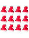 Tradineur - Pack de 12 gorros de Papá Noel para niños, poliéster, accesorio navideño, sombrero, Navidad, fiestas, carnaval (Tall