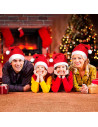 Tradineur - Pack de 12 gorros de Papá Noel para niños, poliéster, accesorio navideño, sombrero, Navidad, fiestas, carnaval (Tall