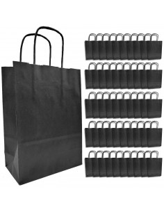 Tradineur - Pack de 50 bolsa Kraft "L" - Ideal para guardar tus regalos de navidad, fin de años o año nuevo - 32 x 40 cm - Color