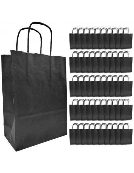 Tradineur - Pack de 50 bolsa Kraft "L" - Ideal para guardar tus regalos de navidad, fin de años o año nuevo - 32 x 40 cm - Color