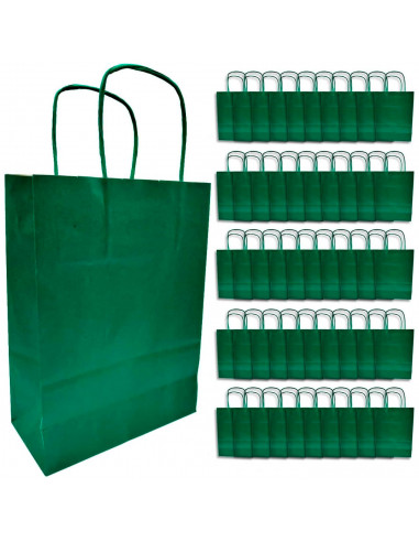 Tradineur - Pack de 50 bolsa Kraft "L" - Ideal para guardar tus regalos de navidad, fin de año o año nuevo - 32 x 40 cm - Color