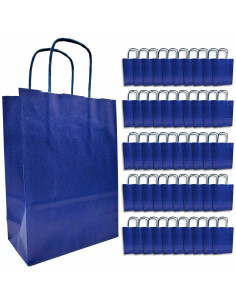Tradineur - Pack de 50 bolsa Kraft "L" - Ideal para guardar tus regalos de navidad, fin de años o año nuevo - 32 x 40 cm - Color