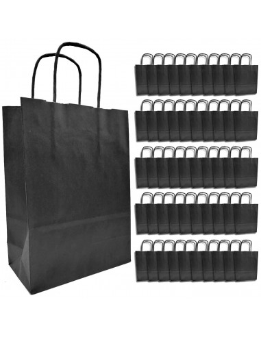 Tradineur - Pack de 50 bolsa Kraft "M" - Ideal para guardar tus regalos de navidad, fin de años o año nuevo - 27 x 37 cm - Color