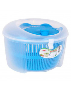 Escurridora centrifugadora de ensalada 4,5 litros con manivela color azul 14,5 x 24 x 24 cm