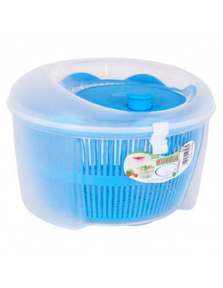 Escurridora centrifugadora de ensalada 4,5 litros con manivela color azul 14,5 x 24 x 24 cm