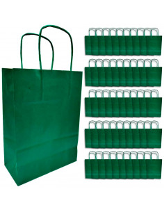 Tradineur - Pack de 50 bolsa Kraft "M" - Ideal para guardar tus regalos de navidad, fin de años o año nuevo - 27 x 37 cm - Color