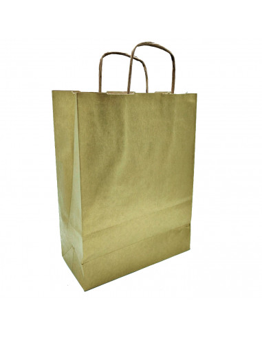 Tradineur - Pack de 50 bolsa Kraft "M" - Ideal para guardar tus regalos de navidad, fin de años o año nuevo - 27 x 37 cm - Color