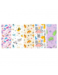 Tradineur - Pack de 5 rollos de papel de regalo Infantil, láminas para envolver regalos de cumpleaños, Navidad, 70 x 200 cm, dis