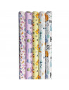 Tradineur - Pack de 5 rollos de papel de regalo Infantil, láminas para envolver regalos de cumpleaños, Navidad, 70 x 200 cm, dis