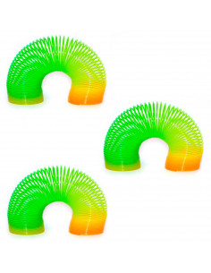 Tradineur - Pack de 3 muelles elásticos de juguete, multicolor, plástico, arco iris, resortes mágicos, regalo de fiesta, niños,