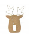 Tradineur - Figura de reno navideño con luces LED, madera y metal, funcionamiento con pilas, decoración festiva, adornos Navidad