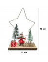 Tradineur - Figura navideña con luces LED, estrella o pino luminoso, madera, resina y metal, funcionamiento con pilas, decoració