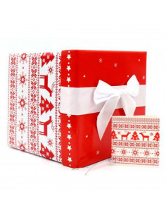 Tradineur - Caja de cartón plegable para regalos de Navidad, tapa con lazo, ligera y resistente, almacenaje, 30 x 30 x 30 cm, di