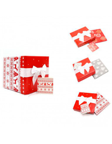 Tradineur - Caja de cartón plegable para regalos de Navidad, tapa con lazo, ligera y resistente, almacenaje, 30 x 30 x 30 cm, di