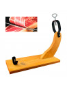 Tradineur - Jamonero de madera curvado con cuchillo, soporte para pata o paleta de jamón serrano e ibérico, agarres metálicos, f