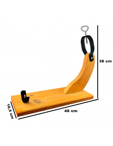 Tradineur - Jamonero de madera curvado con cuchillo, soporte para pata o paleta de jamón serrano e ibérico, agarres metálicos, f