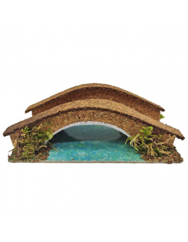 Tradineur - Puente con río para portal de belén, corcho, adorno para nacimiento, pesebre, Navidad, decoración tradicional, fabri
