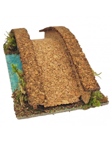 Tradineur - Puente con río para portal de belén, corcho, adorno para nacimiento, pesebre, Navidad, decoración tradicional, fabri