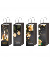 Tradineur - Pack de 12 bolsas de papel decoradas para botella de vino, Ref. 17201, asas de cuerda, guardar, regalar, envolver ch