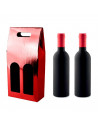 Tradineur - Pack de 6 cajas plegables de cartón con ventanas para 2 botellas de vino, incluyen asa, guardar, regalar, envolver c