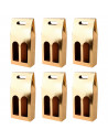 Tradineur - Pack de 6 cajas plegables de cartón con ventanas para 2 botellas de vino, incluyen asa, guardar, regalar, envolver c
