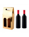 Tradineur - Pack de 6 cajas plegables de cartón con ventanas para 2 botellas de vino, incluyen asa, guardar, regalar, envolver c
