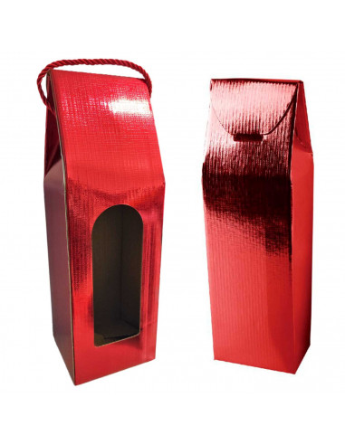 Tradineur - Pack de 6 cajas plegables de cartón para botella de vino, incluye asa de cuerda, guardar, regalar, envolver champán,