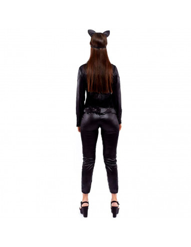 Tradineur - Disfraz de cat girl para adulto, poliéster, incluye mono, diadema y antifaz, atuendo de carnaval, Halloween, cosplay