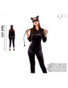 Tradineur - Disfraz de cat girl para adulto, poliéster, incluye mono, diadema y antifaz, atuendo catwoman de carnaval, Halloween