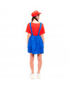 Tradineur - Disfraz de fontanera roja para adulto, 100% poliéster, incluye gorro, camiseta y peto, atuendo de carnaval, Hallowee