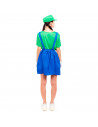 Tradineur - Disfraz de fontanera verde para adulto, 100% poliéster, incluye gorro, camiseta y peto, atuendo de carnaval, Hallowe