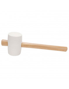Tradineur - Martillo de goma de 500 g - Longitud 31 cm - Mango de madera - Ideal para obras de bricolaje y carpintería (Blanco)