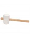 Tradineur - Martillo de goma de 500 g - Longitud 31 cm - Mango de madera - Ideal para obras de bricolaje y carpintería (Blanco)