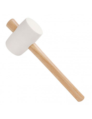 Tradineur - Martillo de goma de 500 g - Longitud 31 cm - Mango de madera - Ideal para obras de bricolaje y carpintería (Blanco)
