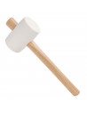 Tradineur - Martillo de goma de 500 g - Longitud 31 cm - Mango de madera - Ideal para obras de bricolaje y carpintería (Blanco)