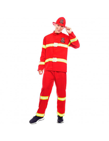Tradineur - Disfraz de bombero para adulto, 100% poliéster, incluye sombrero, camiseta y pantalón, atuendo de carnaval, Hallowee Tradineur - Disfraz de bombero para adulto, 100% poliéster, incluye sombrero, camiseta y pantalón, atuendo de carnaval, Hallowee