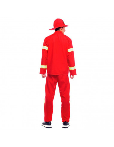Tradineur - Disfraz de bombero para adulto, poliéster, incluye sombrero, camiseta y pantalón, atuendo de carnaval, Halloween, co