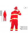 Tradineur - Disfraz de bombero para adulto, poliéster, incluye sombrero, camiseta y pantalón, atuendo de carnaval, Halloween, co