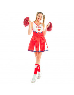 Tradineur - Disfraz de animadora para adulto, poliéster 100%, incluye vestido, atuendo de carnaval, Halloween, cosplay (Mujer, T