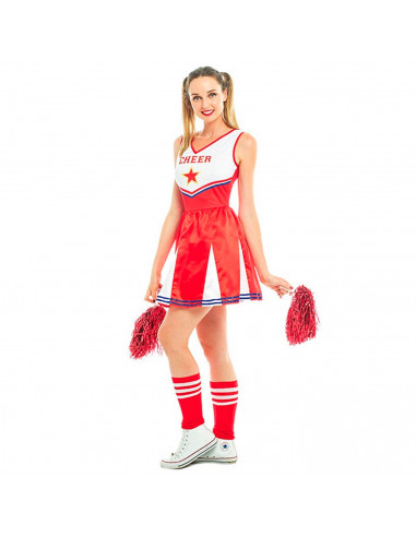Tradineur - Disfraz de animadora para adulto, poliéster 100%, incluye vestido, atuendo de carnaval, Halloween, cosplay (Mujer, T
