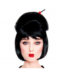 Tradineur - Peluca de geisha para mujer, fibra sintética, complemento para disfraz japonés, oriental de carnaval, Halloween, cos