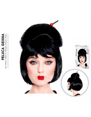 Tradineur - Peluca de geisha para mujer, fibra sintética, complemento para disfraz japonés, oriental de carnaval, Halloween, cos